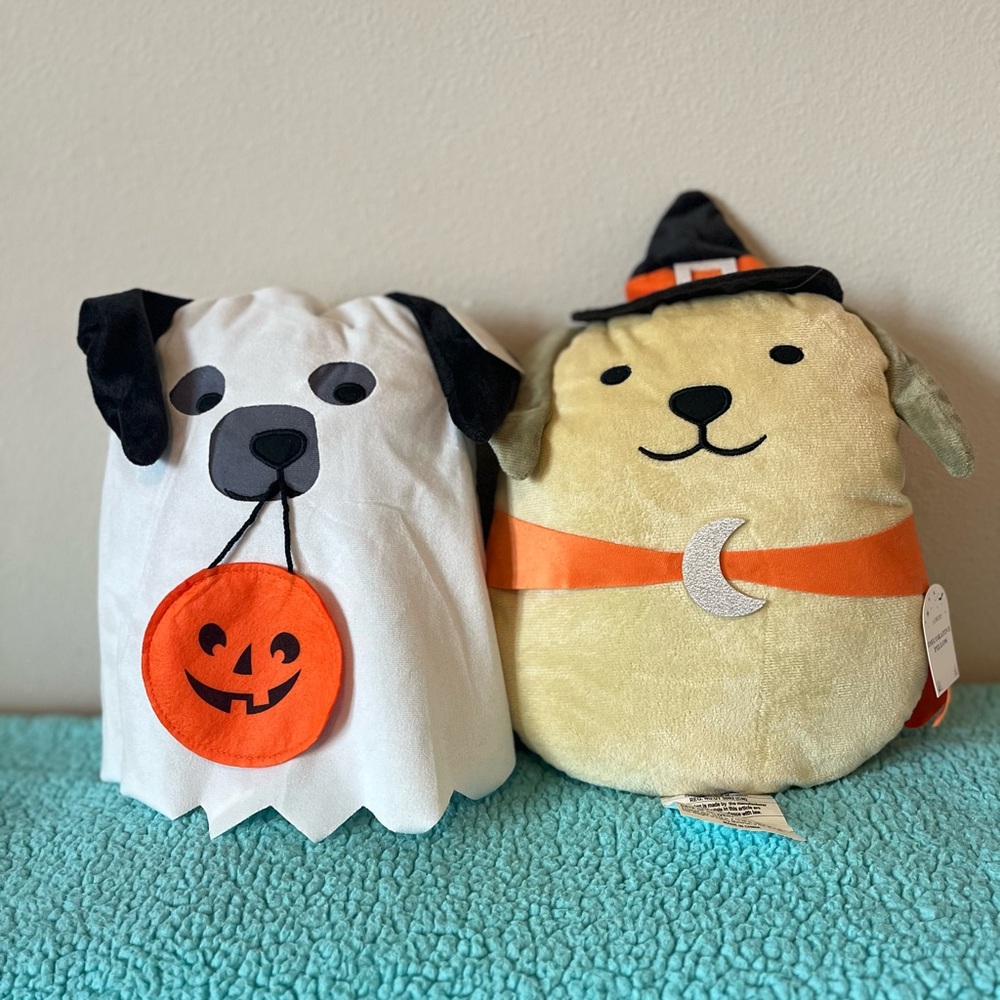 NWT Target Halloween Pillows set of 2 ghost dog and candy corn dog🎃